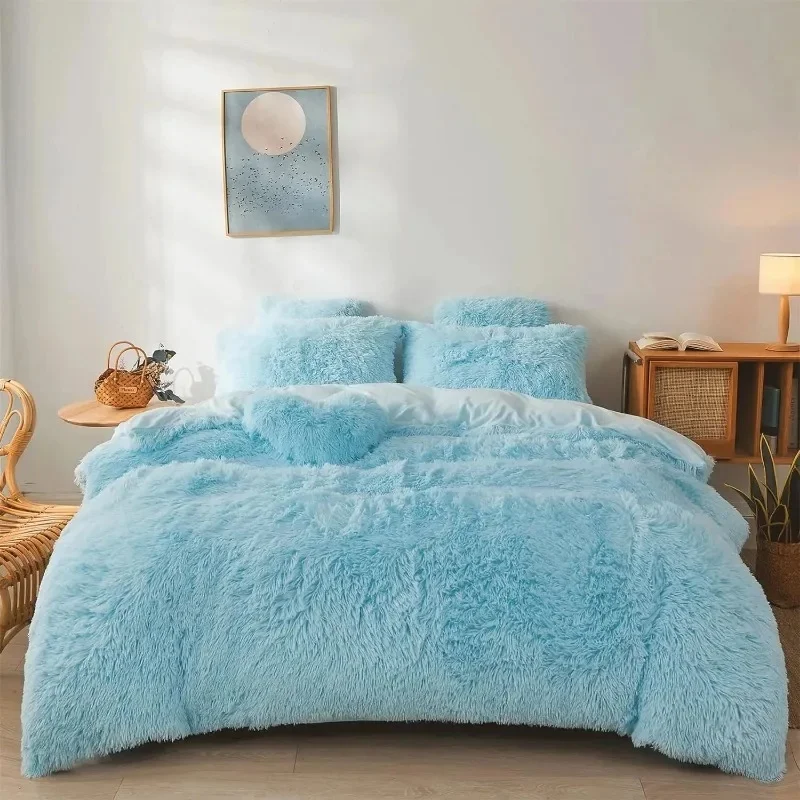 Ultra Soft Faux Fur Queen Comforter Set - Includes Plush Fluffy Bedding Duvet Cover and Two Pillowcases