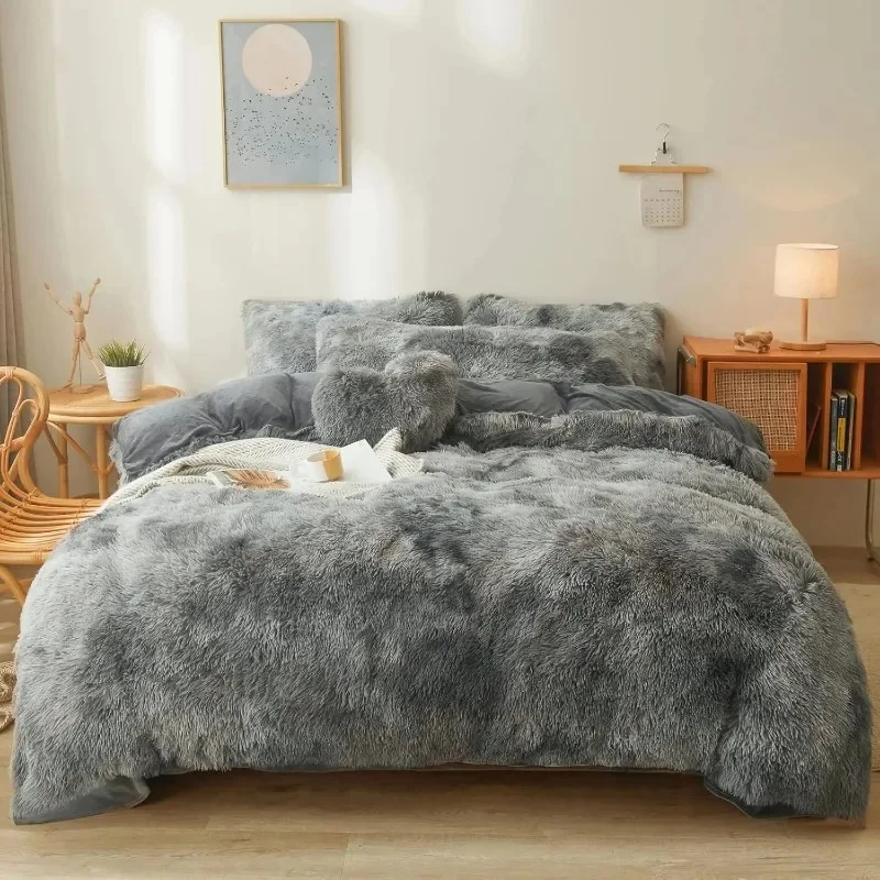 Ultra Soft Faux Fur Queen Comforter Set - Includes Plush Fluffy Bedding Duvet Cover and Two Pillowcases