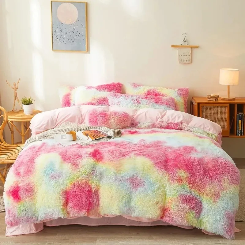 Ultra Soft Faux Fur Queen Comforter Set - Includes Plush Fluffy Bedding Duvet Cover and Two Pillowcases