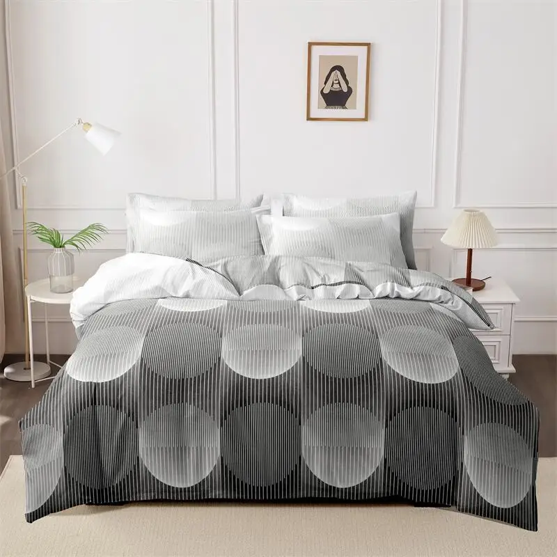 3pcs printed matte Duvet Cover Colored Bedding Set QUEEN Size Quilt Cover High Quality Skin Friendly Fabric Bedding Cover