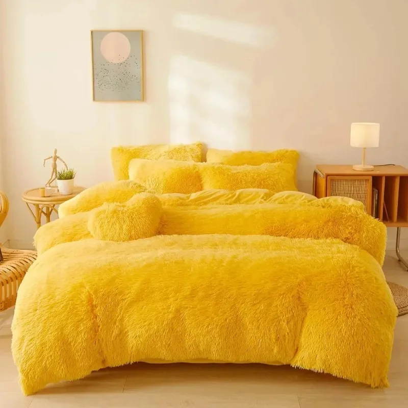 Ultra Soft Faux Fur Queen Comforter Set - Includes Plush Fluffy Bedding Duvet Cover and Two Pillowcases