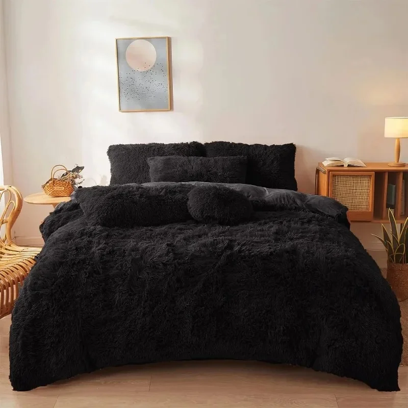 Ultra Soft Faux Fur Queen Comforter Set - Includes Plush Fluffy Bedding Duvet Cover and Two Pillowcases