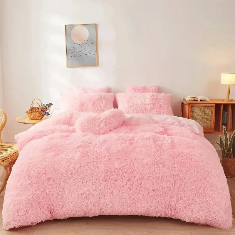 Ultra Soft Faux Fur Queen Comforter Set - Includes Plush Fluffy Bedding Duvet Cover and Two Pillowcases