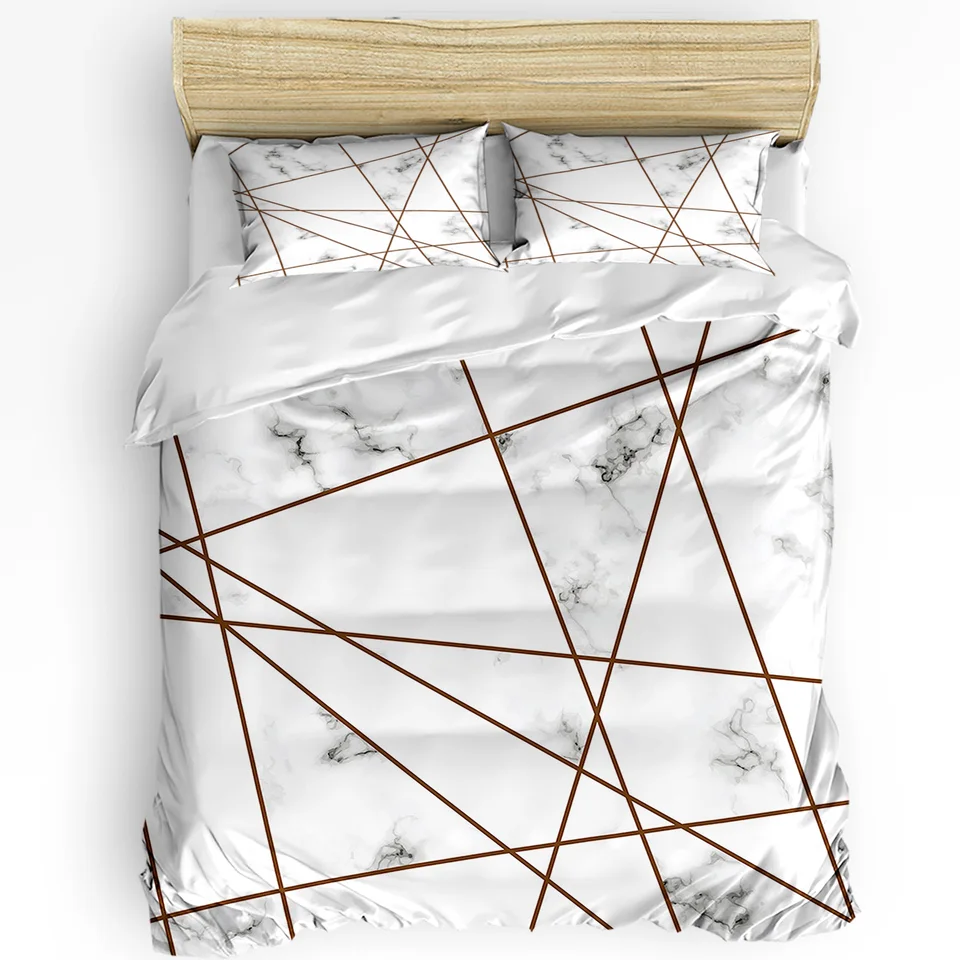 White Marble Texture Stripes Duvet Cover With Pillow Case Custom Comforter 3pcs Bedding Set Quilt Cover Double Bed Home Textile