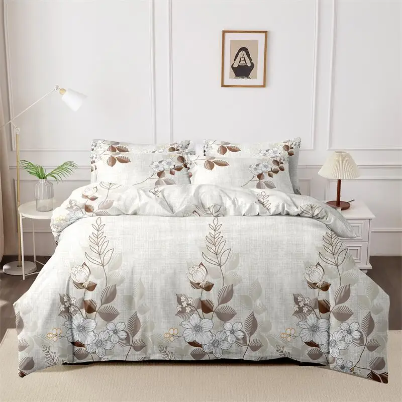3pcs printed matte Duvet Cover Colored Bedding Set QUEEN Size Quilt Cover High Quality Skin Friendly Fabric Bedding Cover