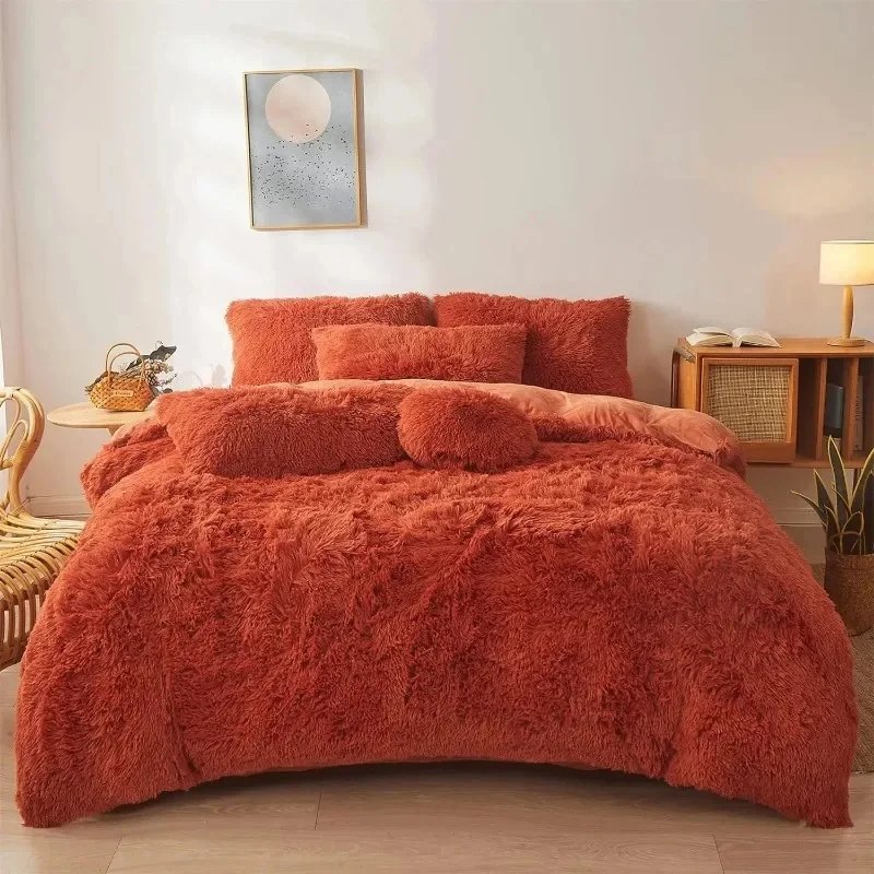 Ultra Soft Faux Fur Queen Comforter Set - Includes Plush Fluffy Bedding Duvet Cover and Two Pillowcases