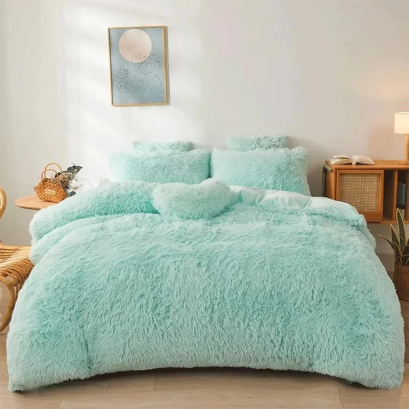 Ultra Soft Faux Fur Queen Comforter Set - Includes Plush Fluffy Bedding Duvet Cover and Two Pillowcases